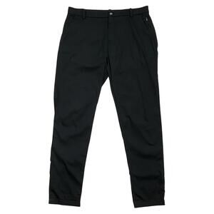 Lululemon Commission Pants Sz 34 Mens Black Flat Front Chino Zip Pocket Stretch